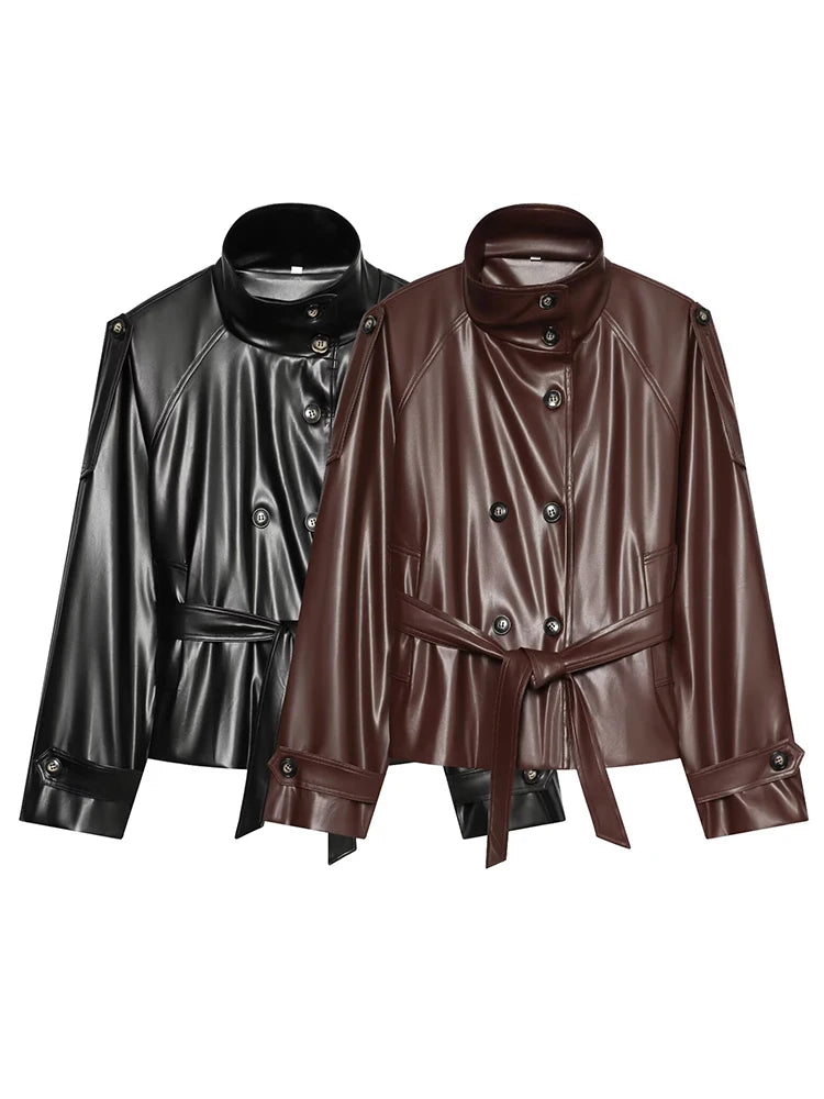 Veste similicuir legere ceinture