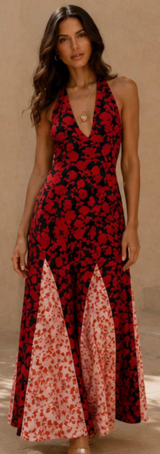 ROBE VINTAGE MOTIF ROUGE