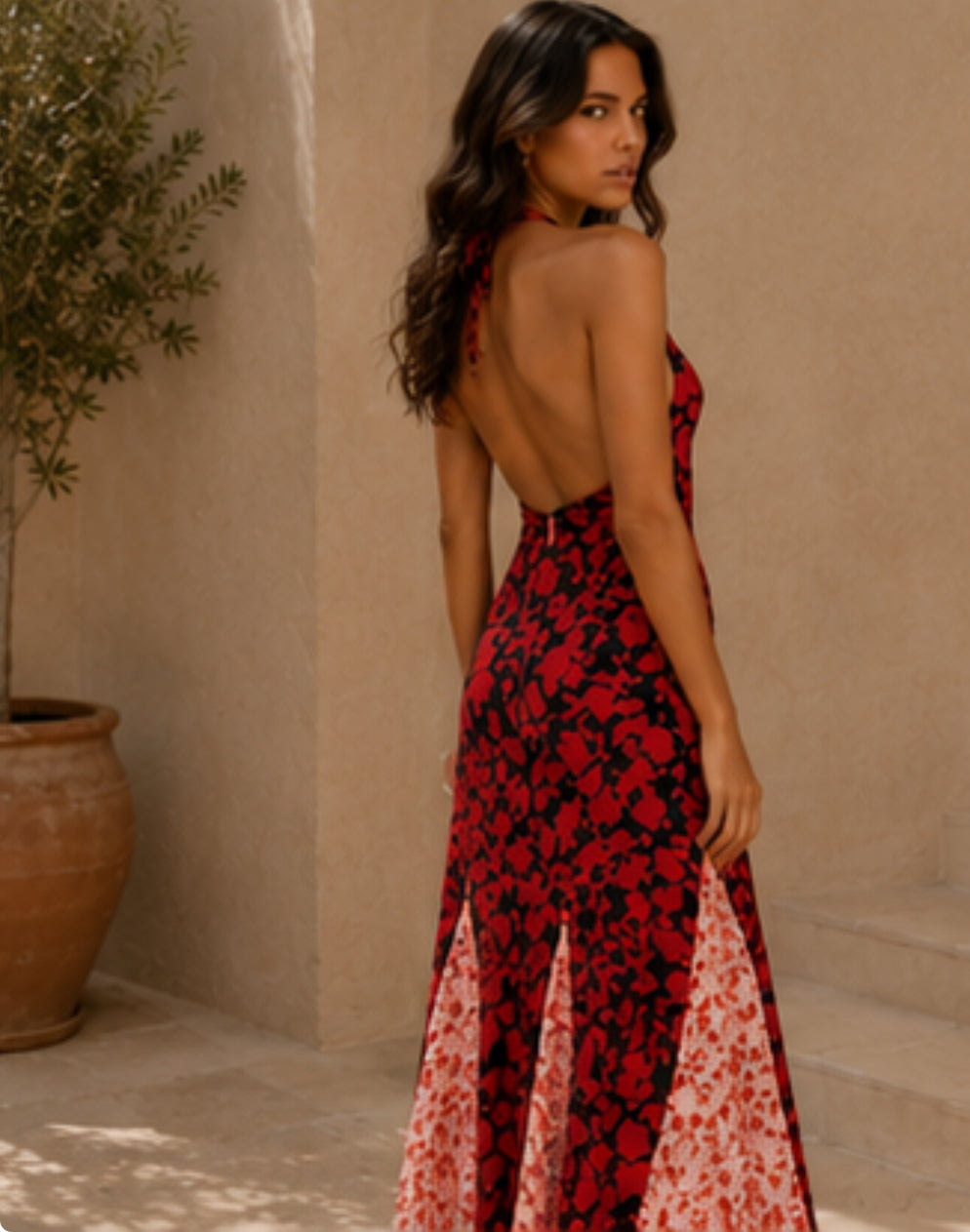 ROBE VINTAGE MOTIF ROUGE