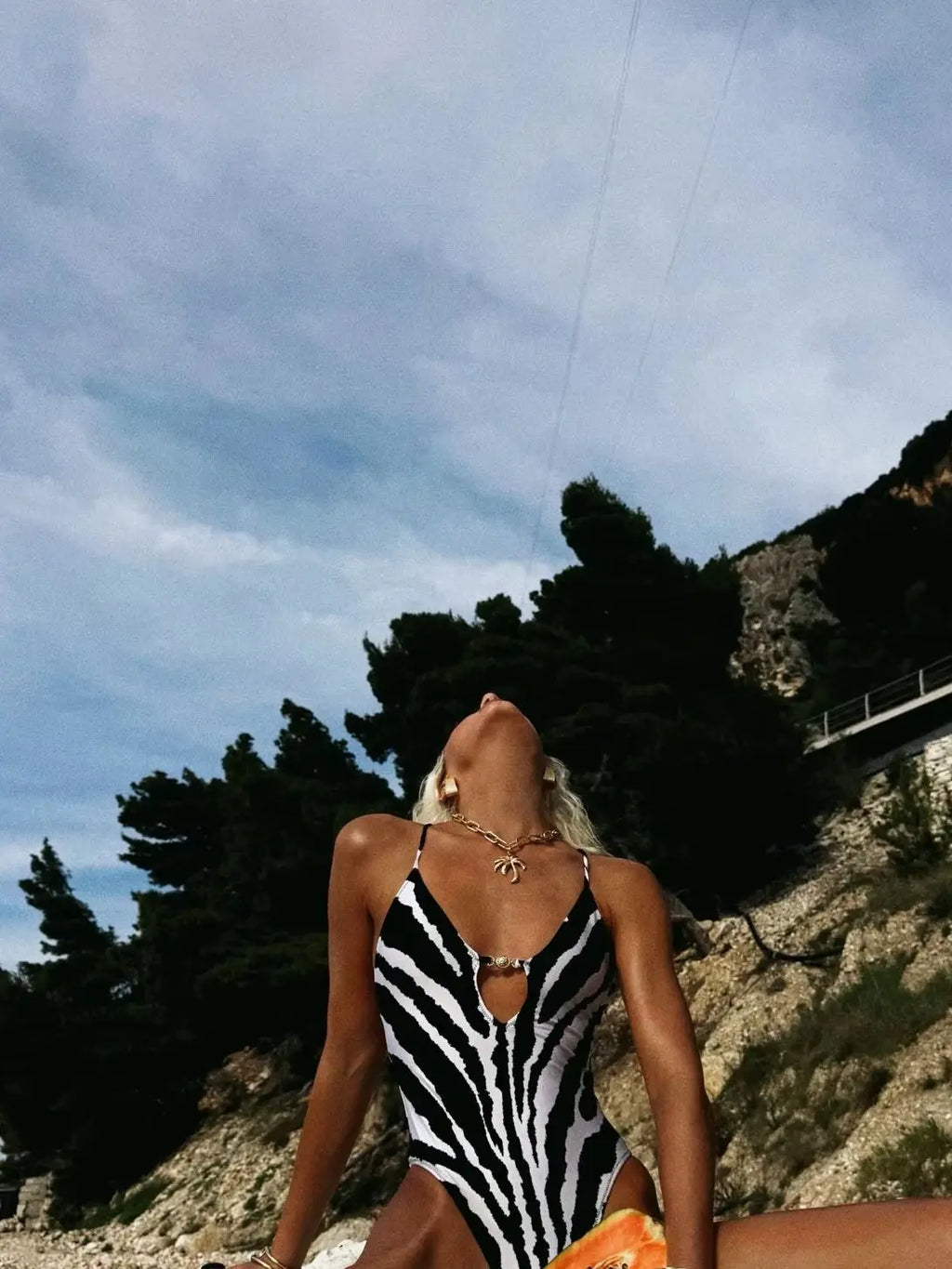 Maillot de bain décolleté zèbre