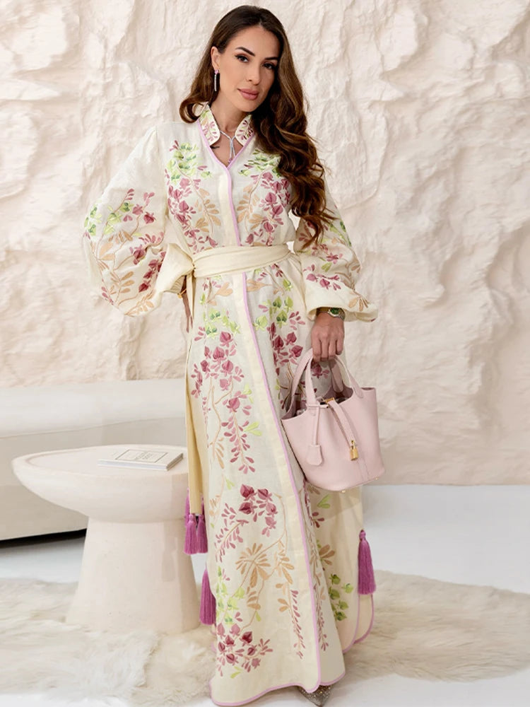 Robe caftan printemps fleurs