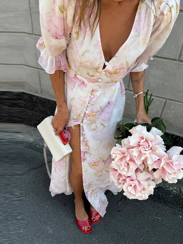 ROBES A FLEURS TAILLE AJUSTÉE