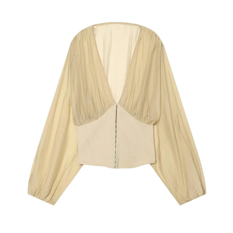 CORSET BEIGE MANCHES BOUFFANTES