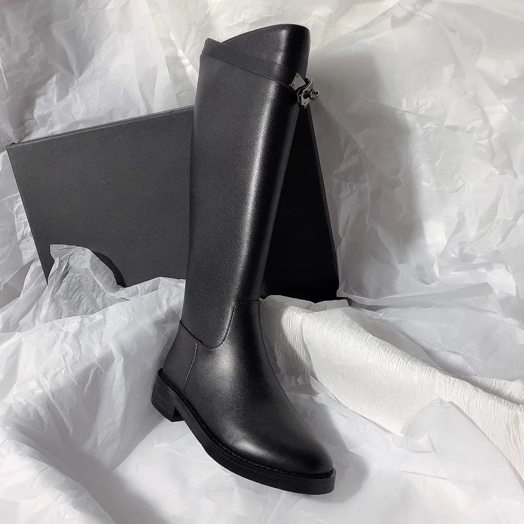 BOTTES CUIR NOIR KEY