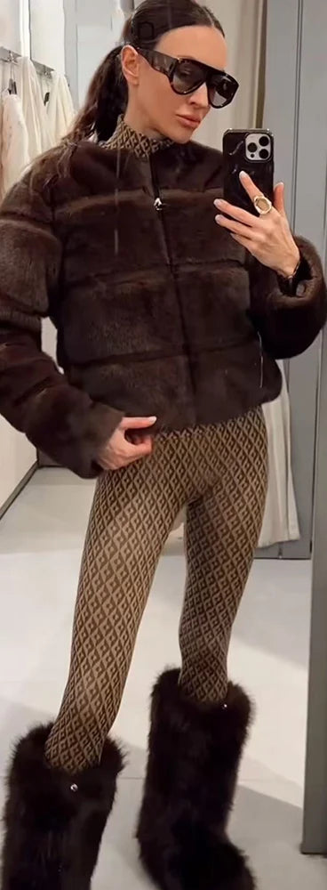 ENSEMBLE SKI MOTIF MARRON