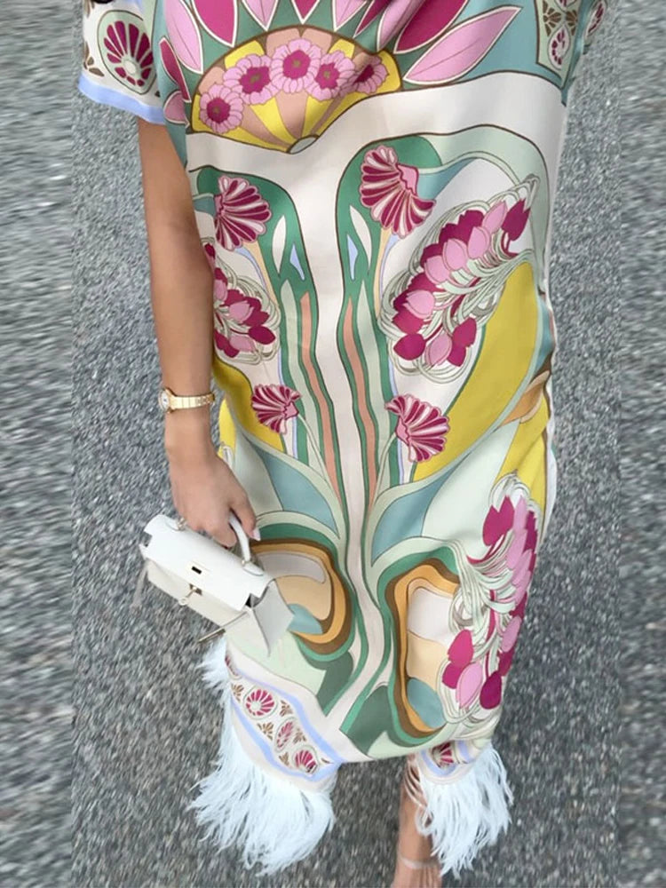 ROBE MOTIF PLUME