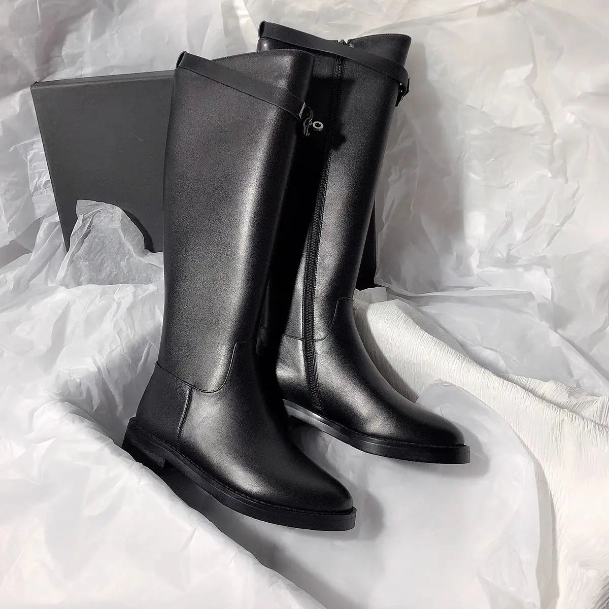 BOTTES CUIR NOIR KEY