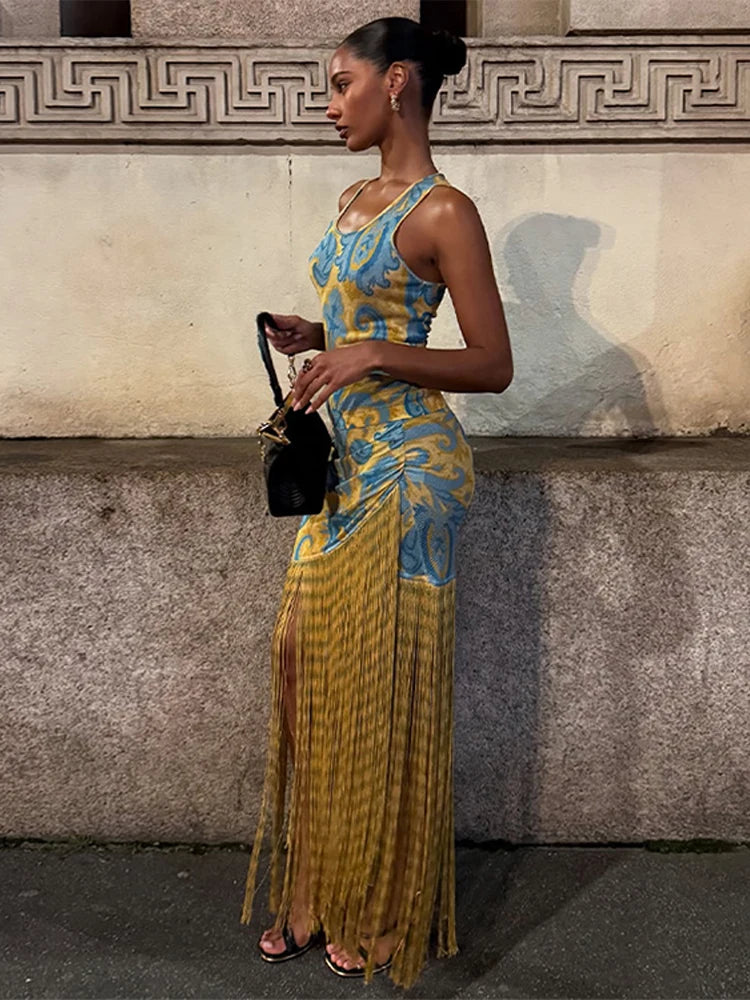 ROBE IMPRIMÉE À FRANGES