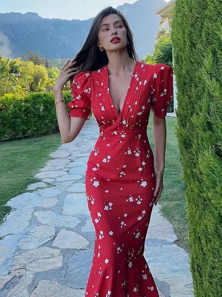 ROBES A FLEURS TAILLE AJUSTÉE
