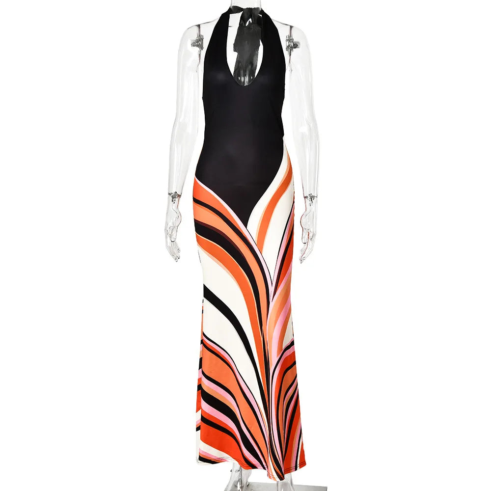 ROBE DOS NUS MARRON BAS COLORÉ