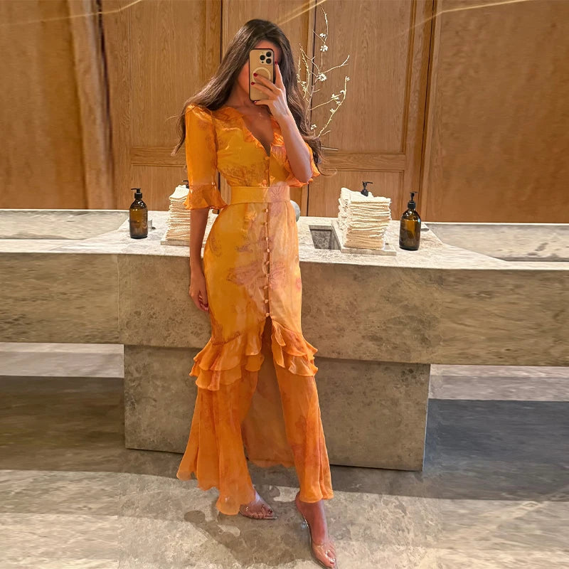 ROBES A FLEURS TAILLE AJUSTÉE