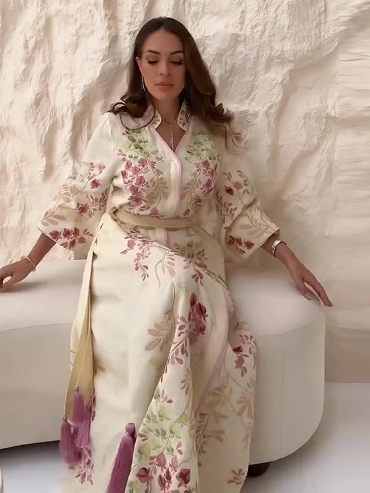 Robe caftan printemps fleurs