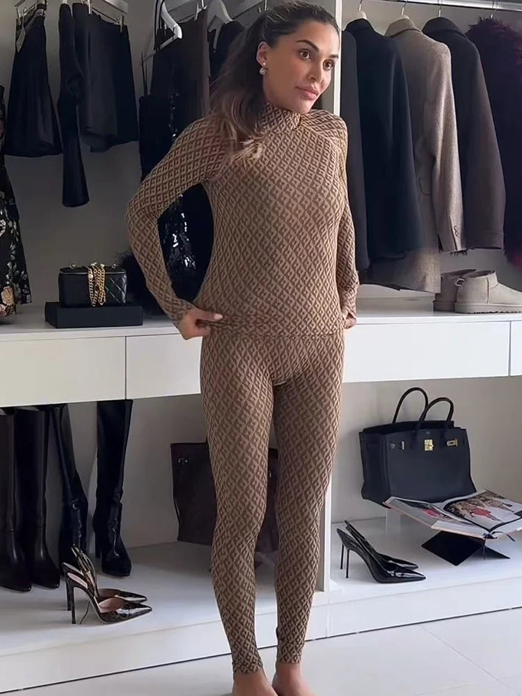 ENSEMBLE SKI MOTIF MARRON