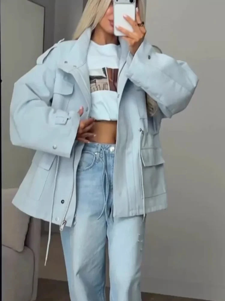PARKA BLEU CLAIR OVERSIZE