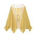 HAUT A NOEUD ET DENTELLE JAUNE