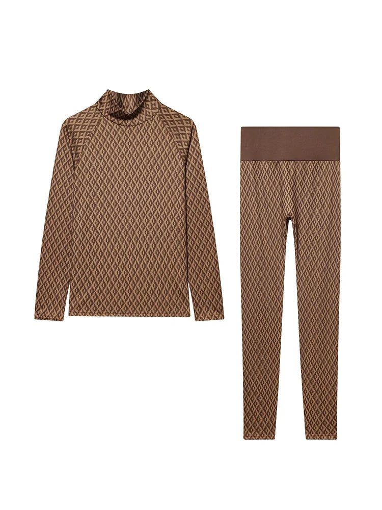 ENSEMBLE SKI MOTIF MARRON