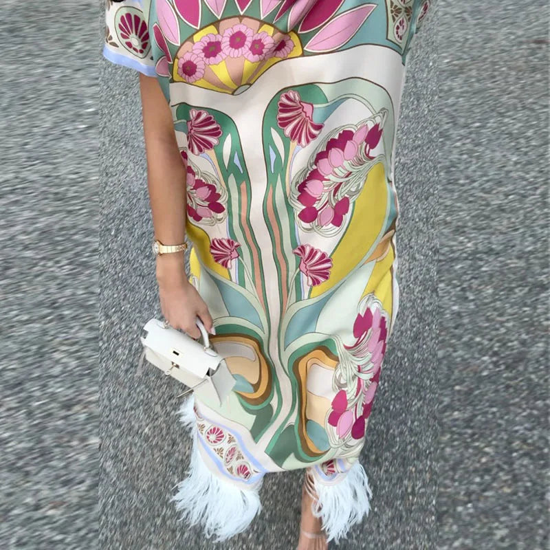 ROBE MOTIF PLUME