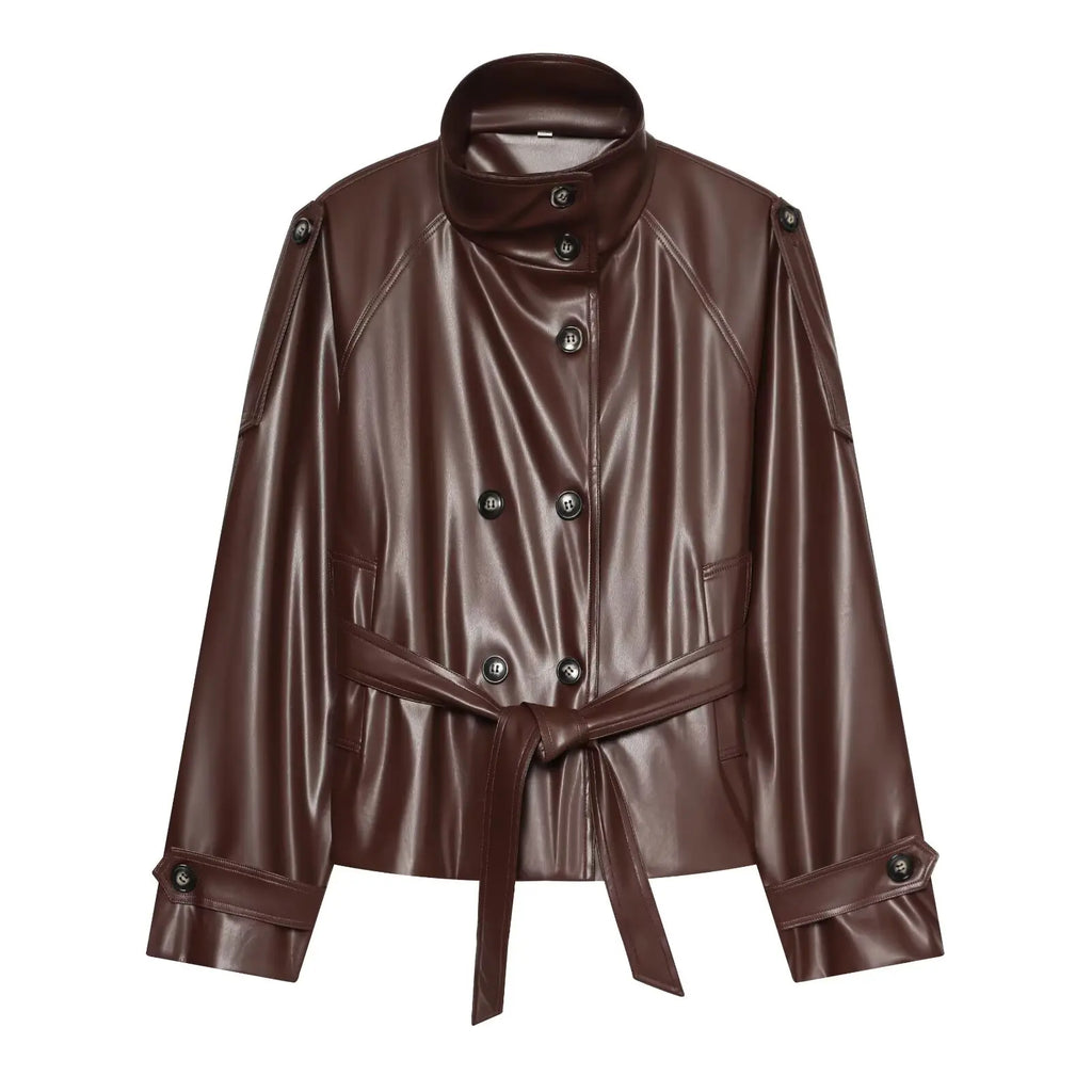 Veste similicuir legere ceinture