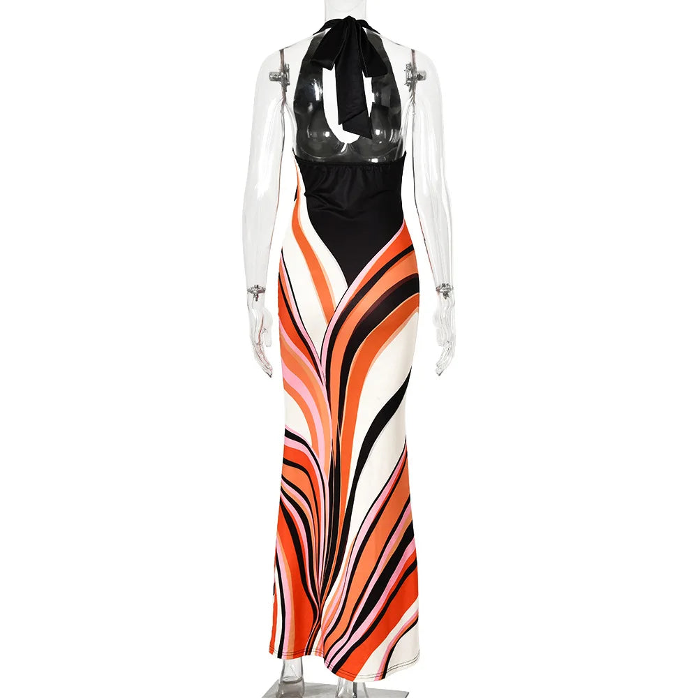 ROBE DOS NUS MARRON BAS COLORÉ