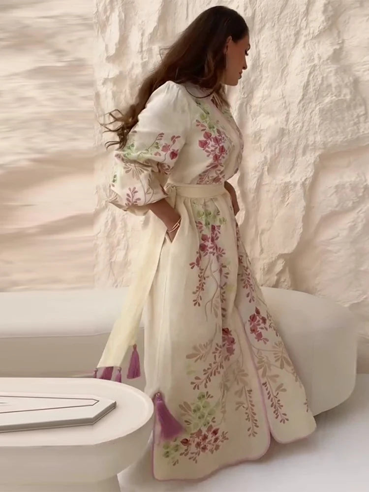 Robe caftan printemps fleurs