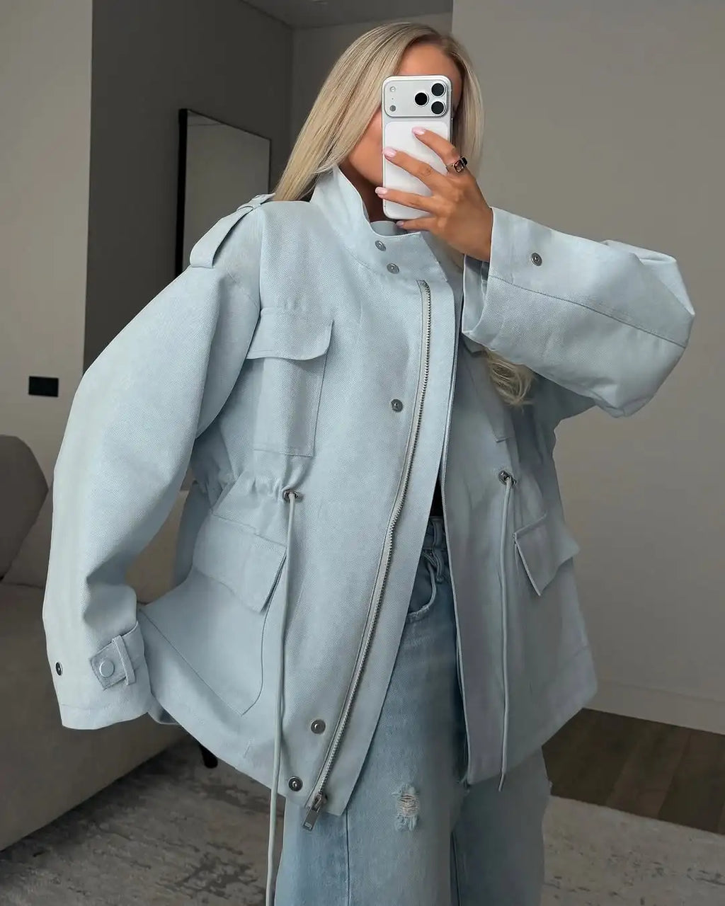 PARKA BLEU CLAIR OVERSIZE