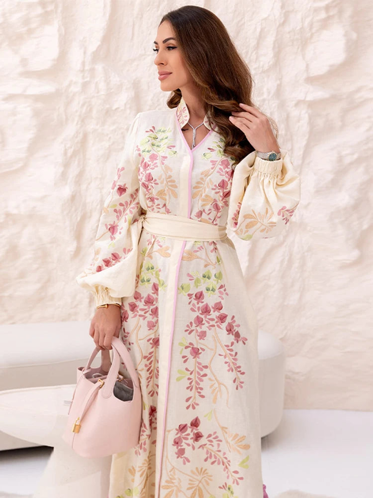 Robe caftan printemps fleurs