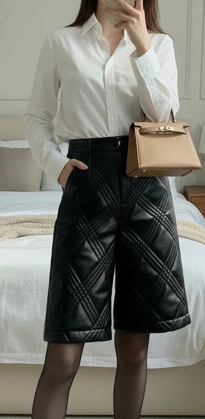 BERMUDA CUIR MATELASSÉ