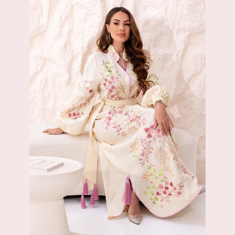 Robe caftan printemps fleurs