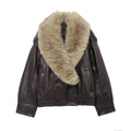 VESTE CUIR OVERSIZE FOURRURE
