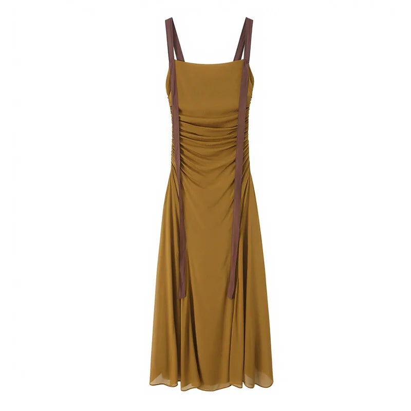 ROBE PLISSÉE CAMEL